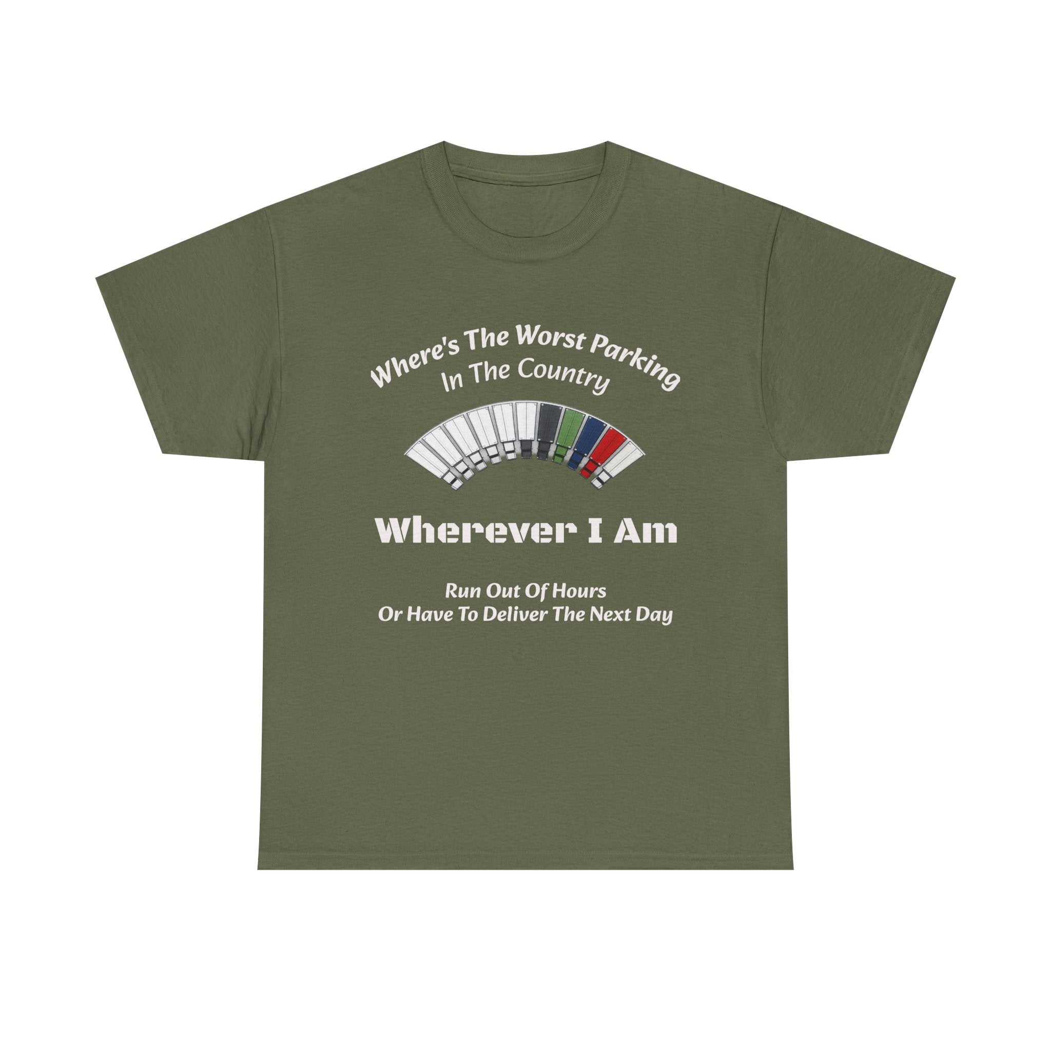 Where's The Worst Parking In The Country T-Shirt | Trucker Hours Humor | CDL Driver Tee