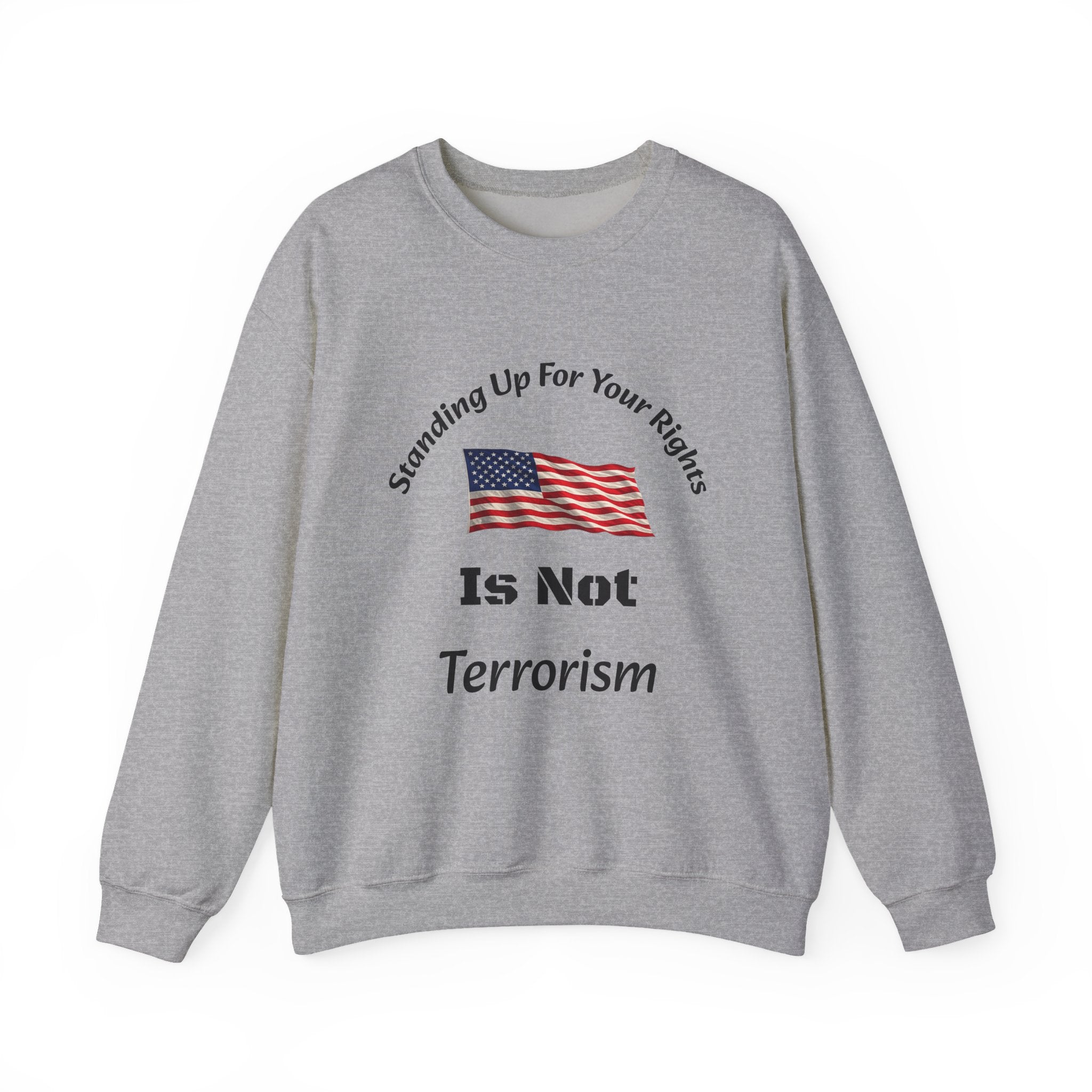 Standing Up For Your Rights Is Not Terrorism Sweatshirt | Protest Crewneck | Civil Liberties | Activist Sweatshirt Unisex Heavy Blend
