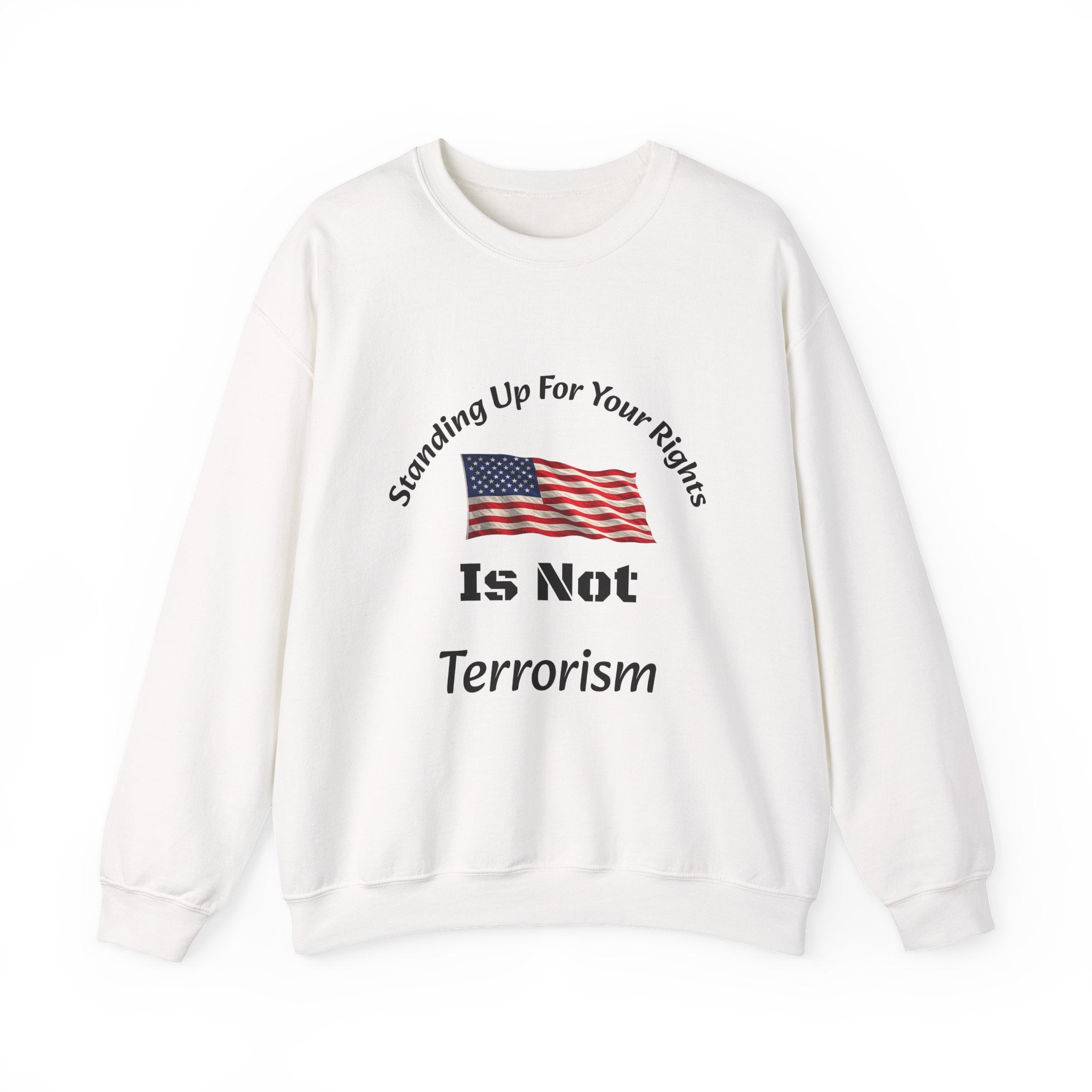 Standing Up For Your Rights Is Not Terrorism Sweatshirt | Protest Crewneck | Civil Liberties | Activist Sweatshirt Unisex Heavy Blend