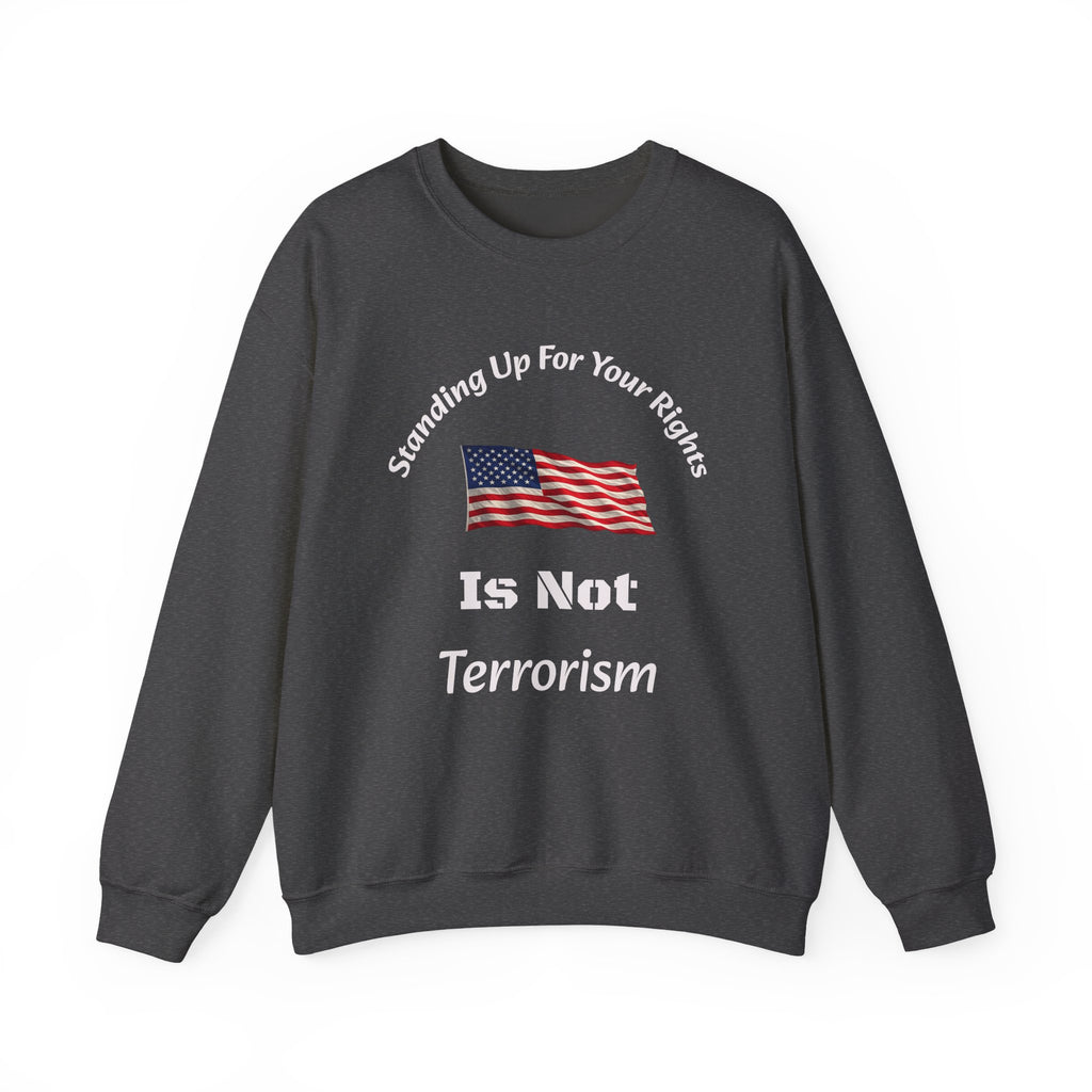 Standing Up For Your Rights Is Not Terrorism Sweatshirt | Protest Crewneck | Civil Liberties | Activist Sweatshirt Unisex Heavy Blend