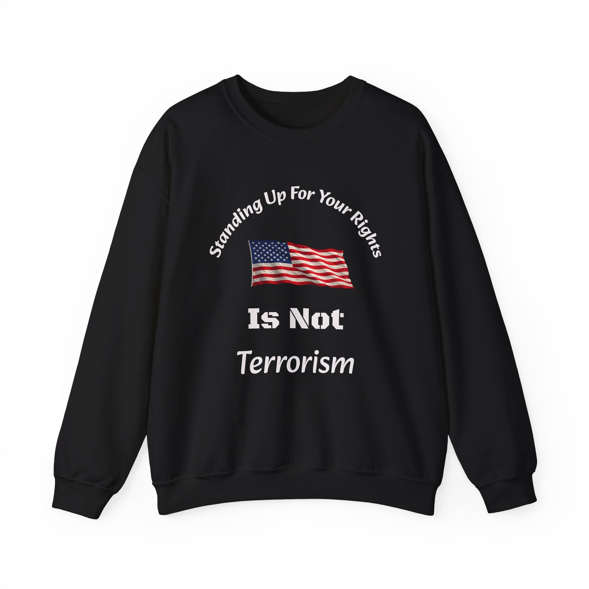 Standing Up For Your Rights Is Not Terrorism Sweatshirt | Protest Crewneck | Civil Liberties | Activist Sweatshirt Unisex Heavy Blend